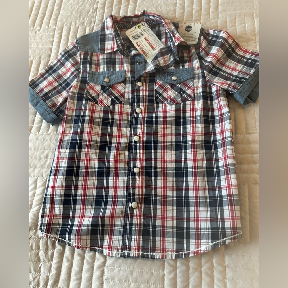 NWT orchestra plaid button shirt size 8